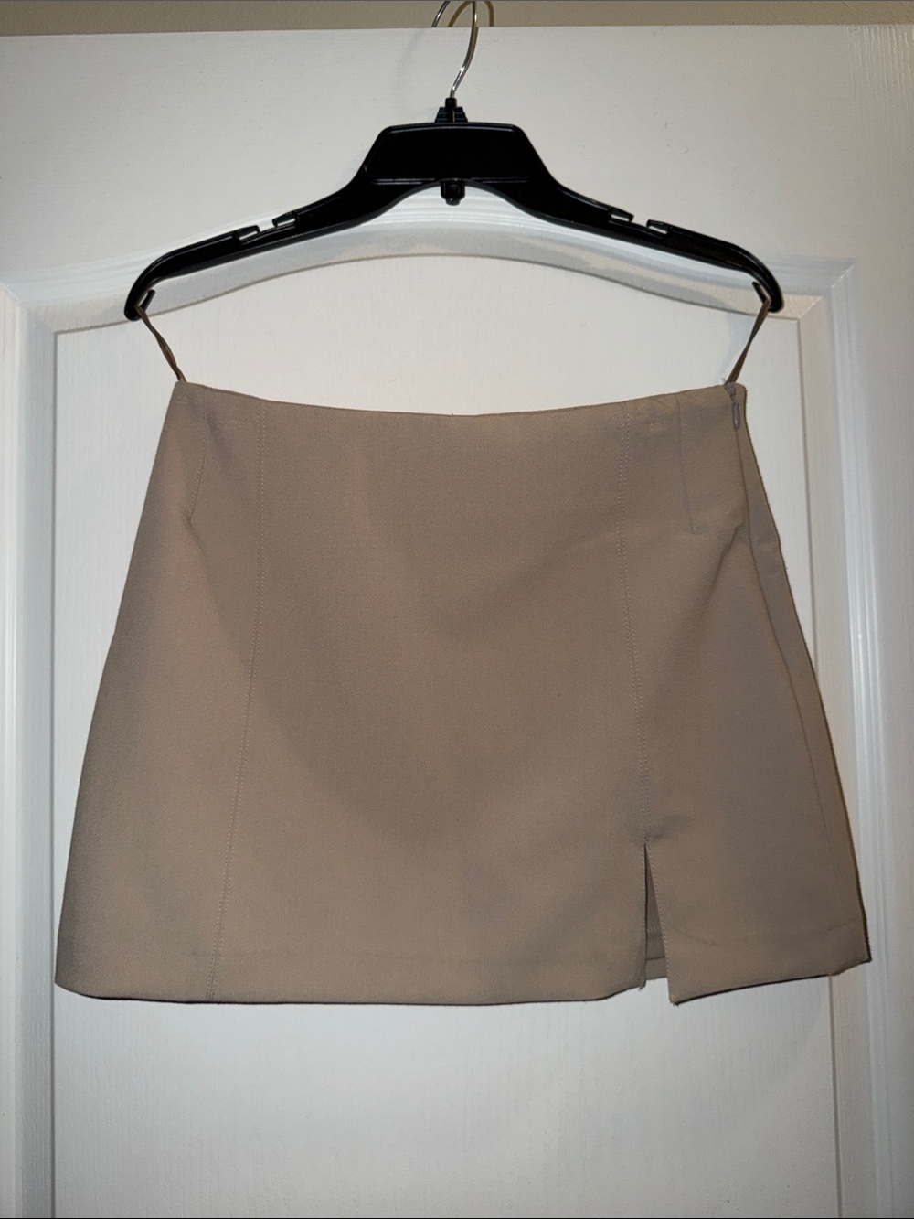 Zara Beige Womens Mini Skirt with Side Slit